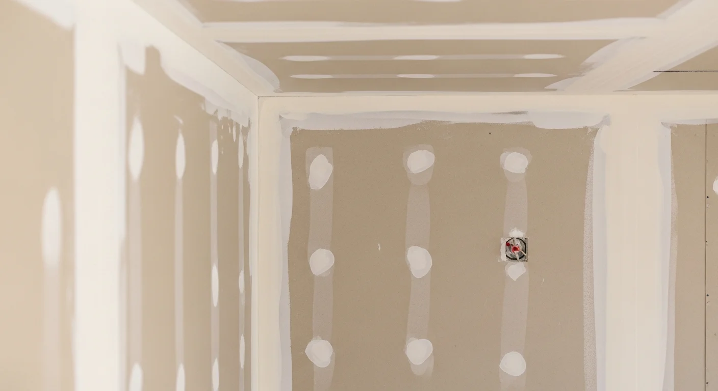 A freshly finished interior wall in a Thousand Oaks home showing smooth, seamless drywall ready for paint. Close view reveals flat, sanded joint compound with no visible tape lines or texture variation.